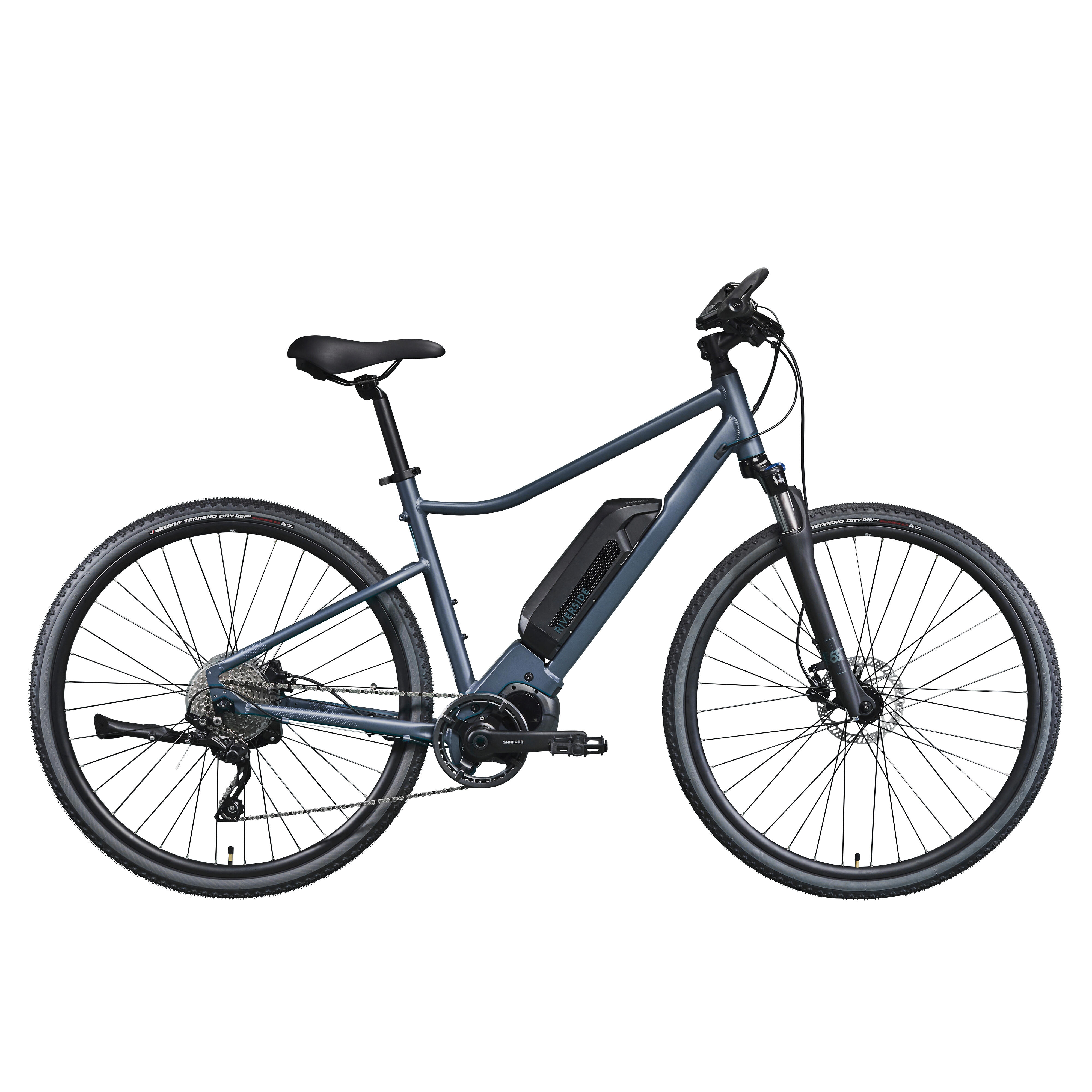 Bicicletă polivalentă electrică RIVERSIDE 540 E Albastru-Negru decathlon.ro