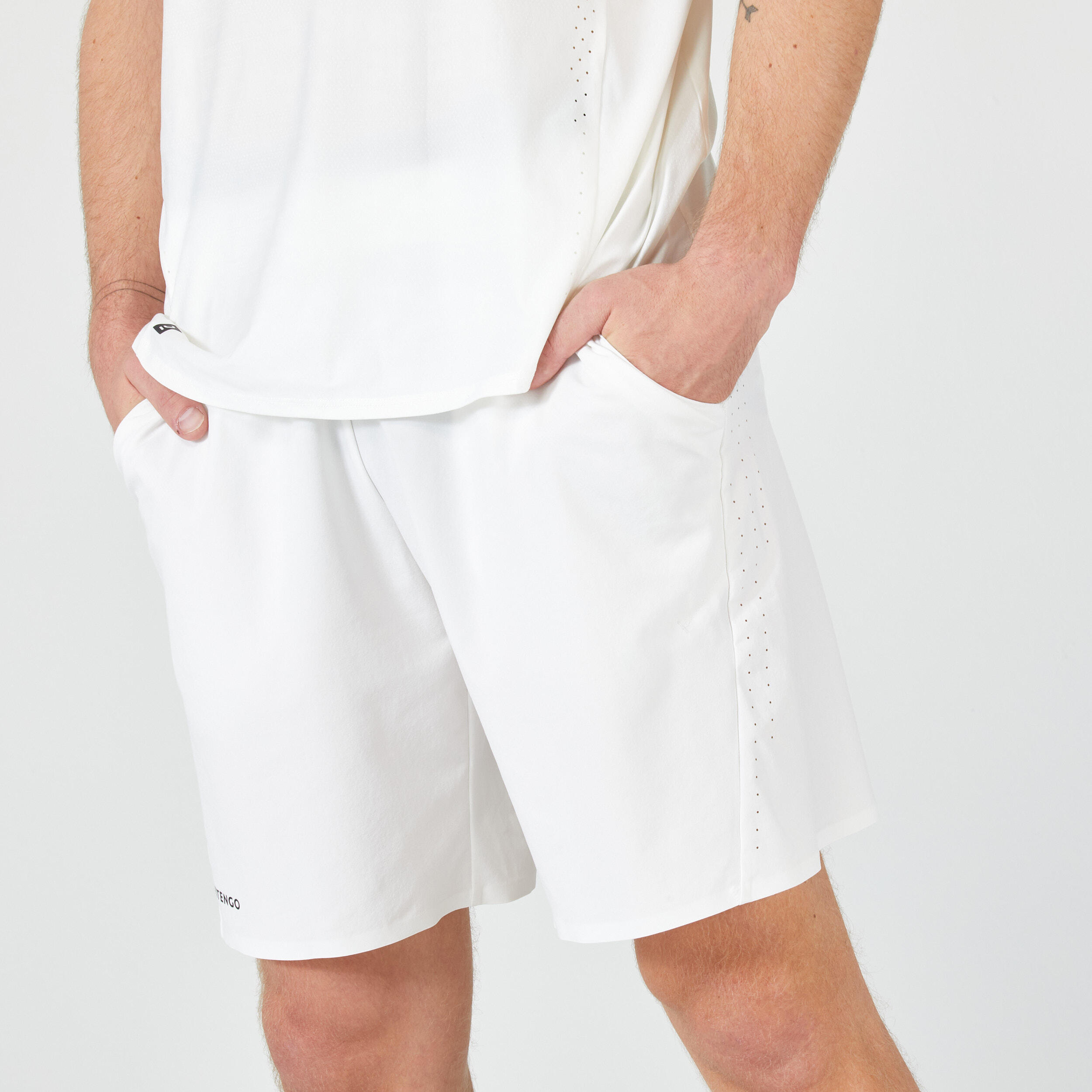 ARTENGO PANTALONCINI DA TENNIS DA UOMO - DRY+ WHITE CASSE