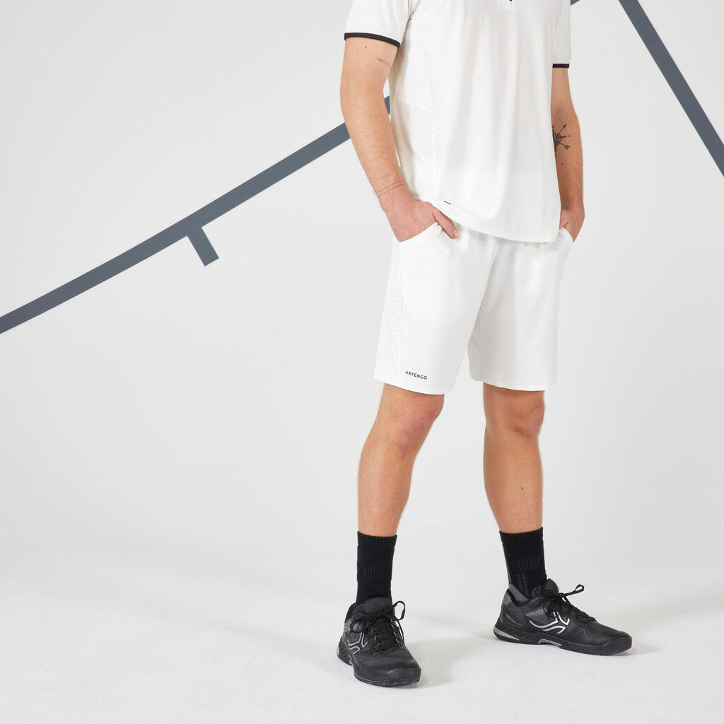 SHORT DE TENNIS HOMME - ARTENGO DRY+ BLANC CASSE