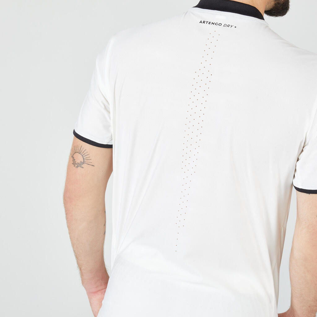 Playera de tenis de manga corta blanco roto para hombre Artengo Dry+