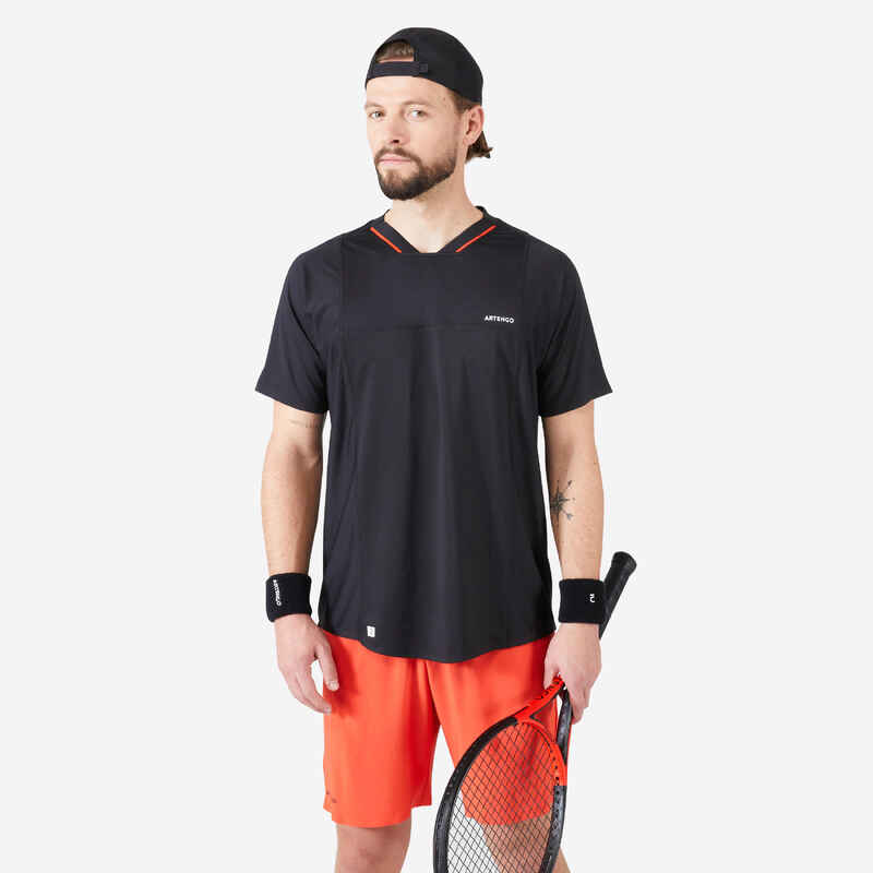 Tennis T-Shirt Herren TTS DRY schwarz/rot Tennis T-Shirt Herren TTS DRY schwarz/rot