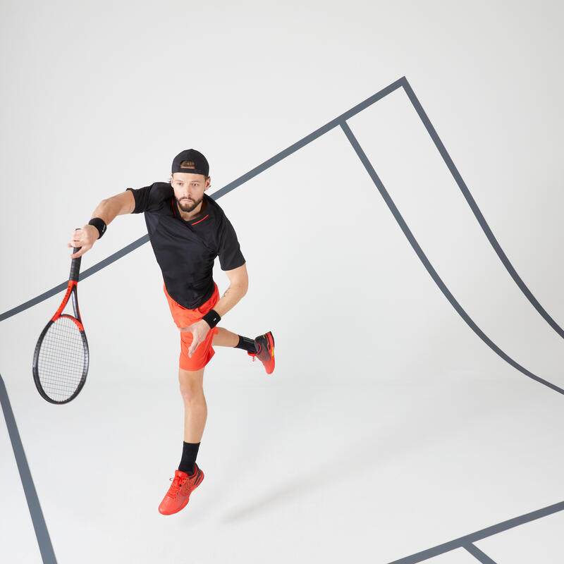 男款網球短袖 T 恤 TTS DRY－黑色／紅色