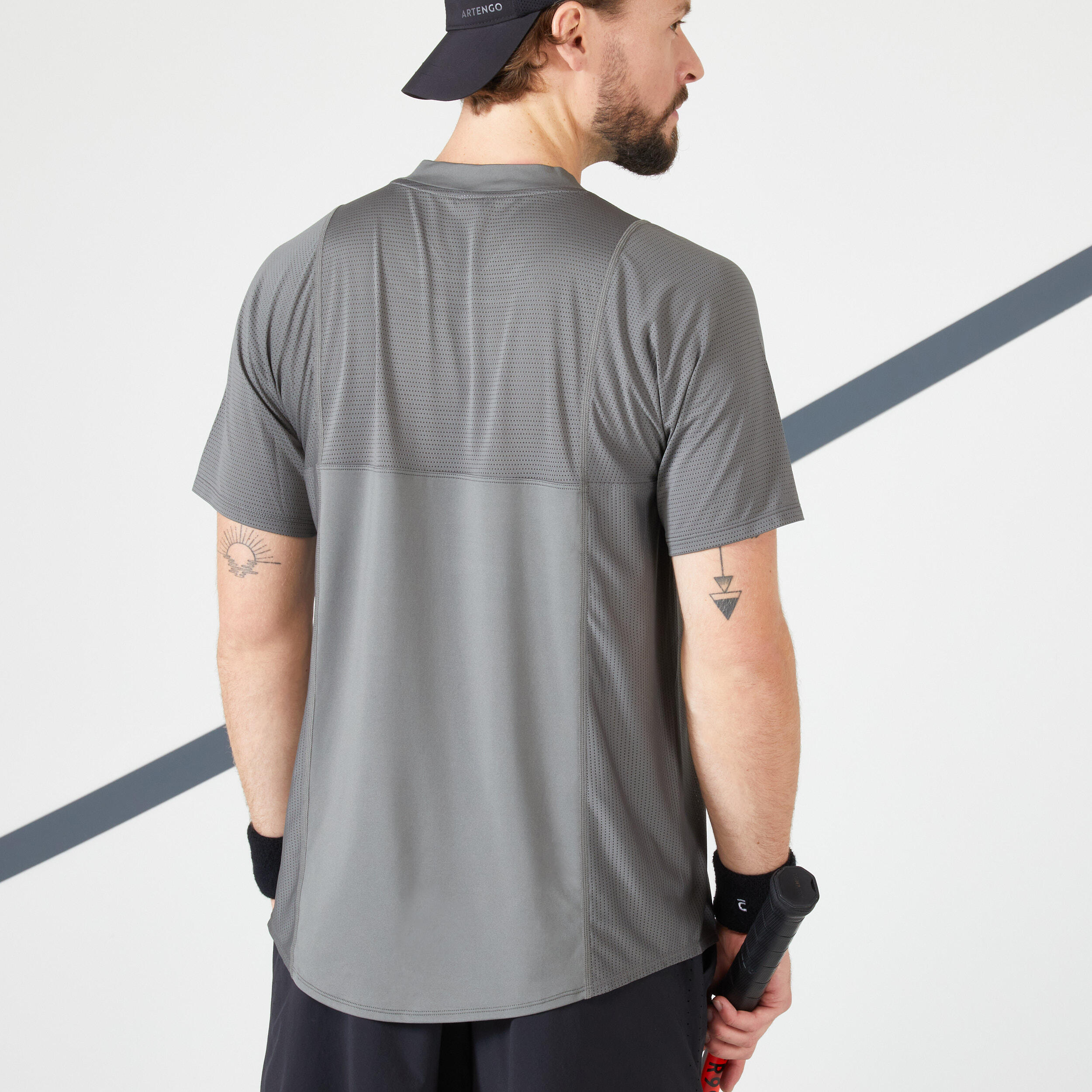 Men's Tennis Short-Sleeved T-Shirt Dry VN - Khaki/Black 6/11