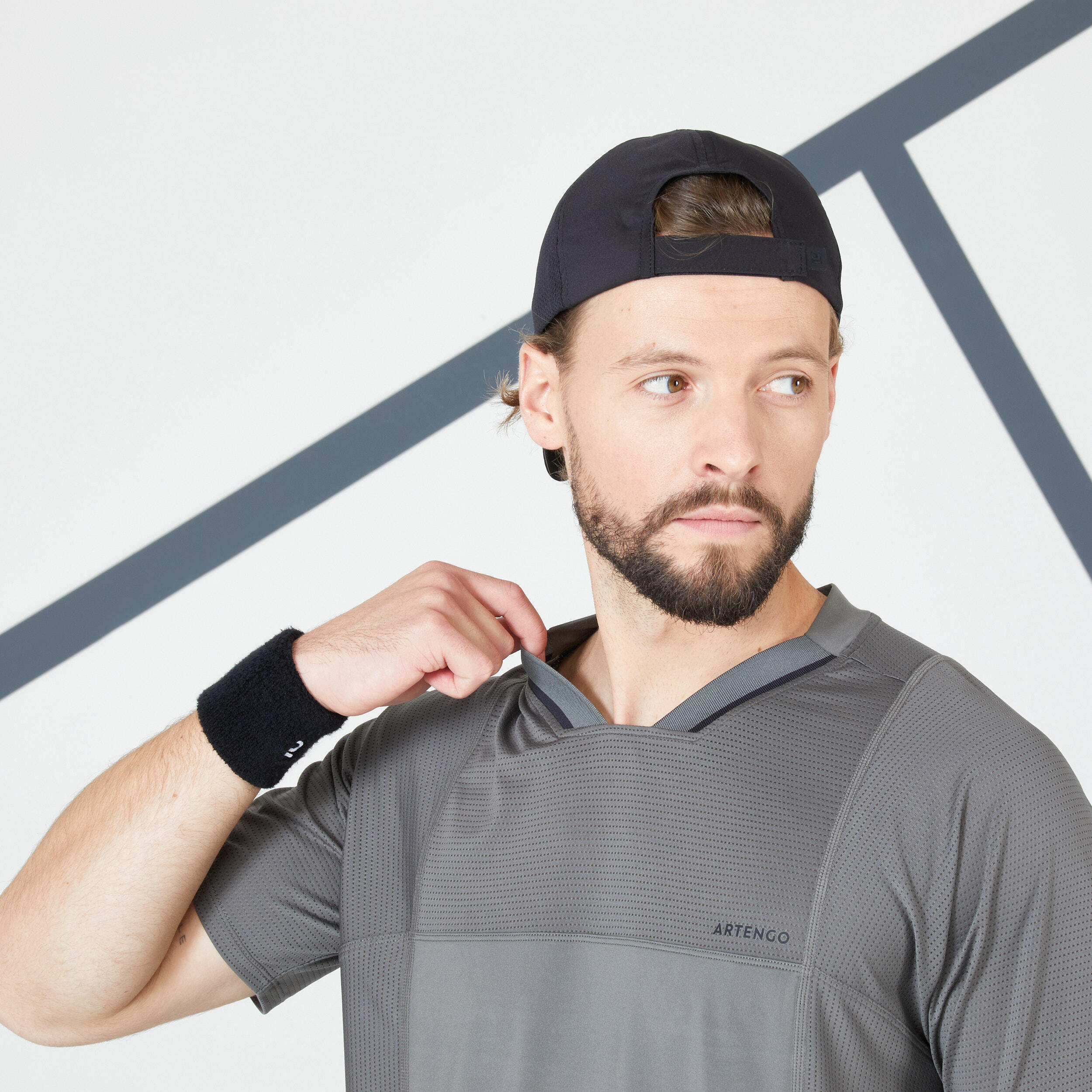 Men's Tennis Short-Sleeved T-Shirt Dry VN - Khaki/Black 10/11