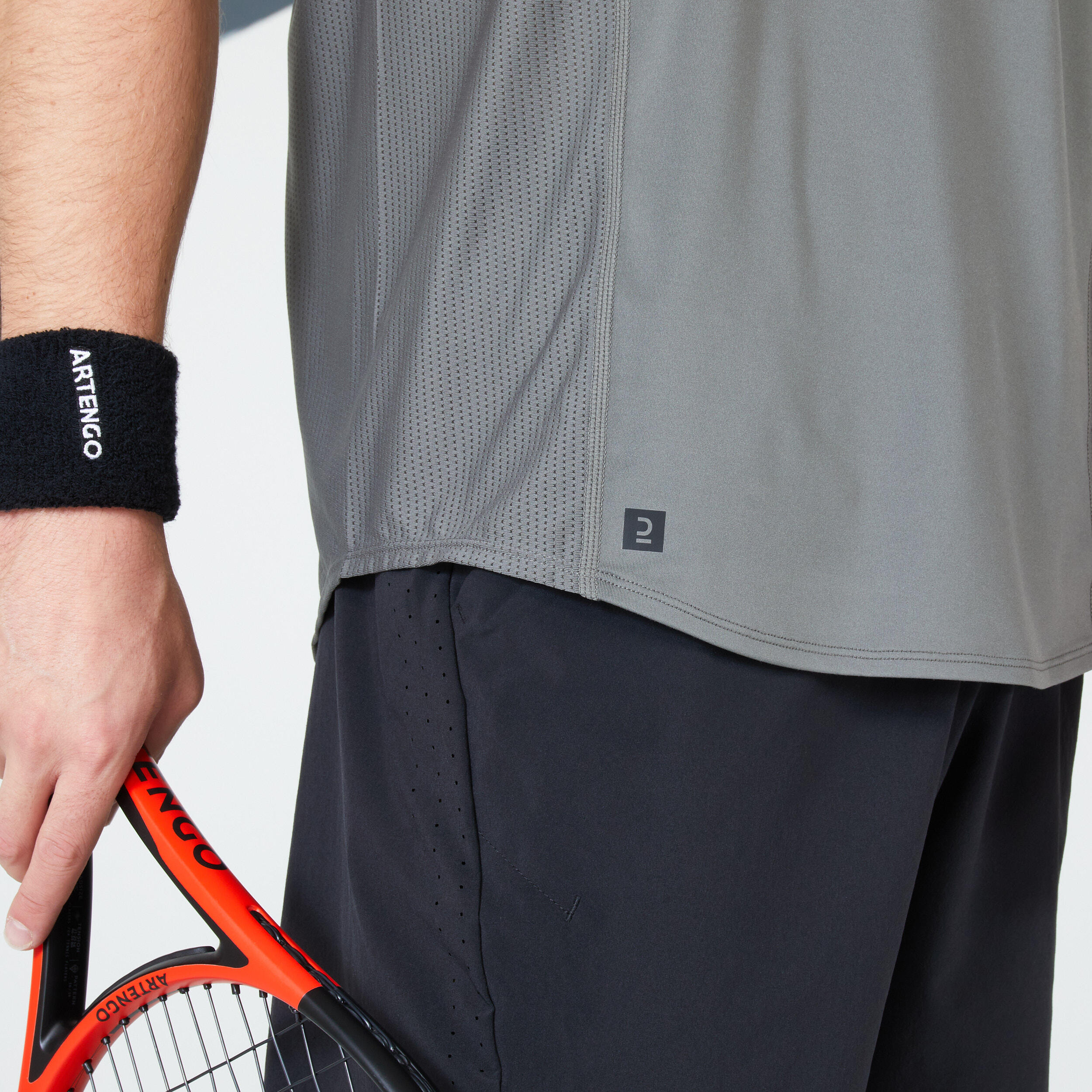 Men's Tennis Short-Sleeved T-Shirt Dry VN - Khaki/Black 8/11