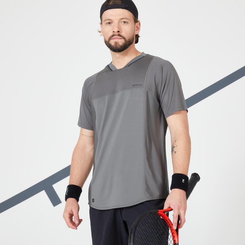 Men's Short-Sleeved Tennis T-Shirt TTS DRY - Khaki Grey