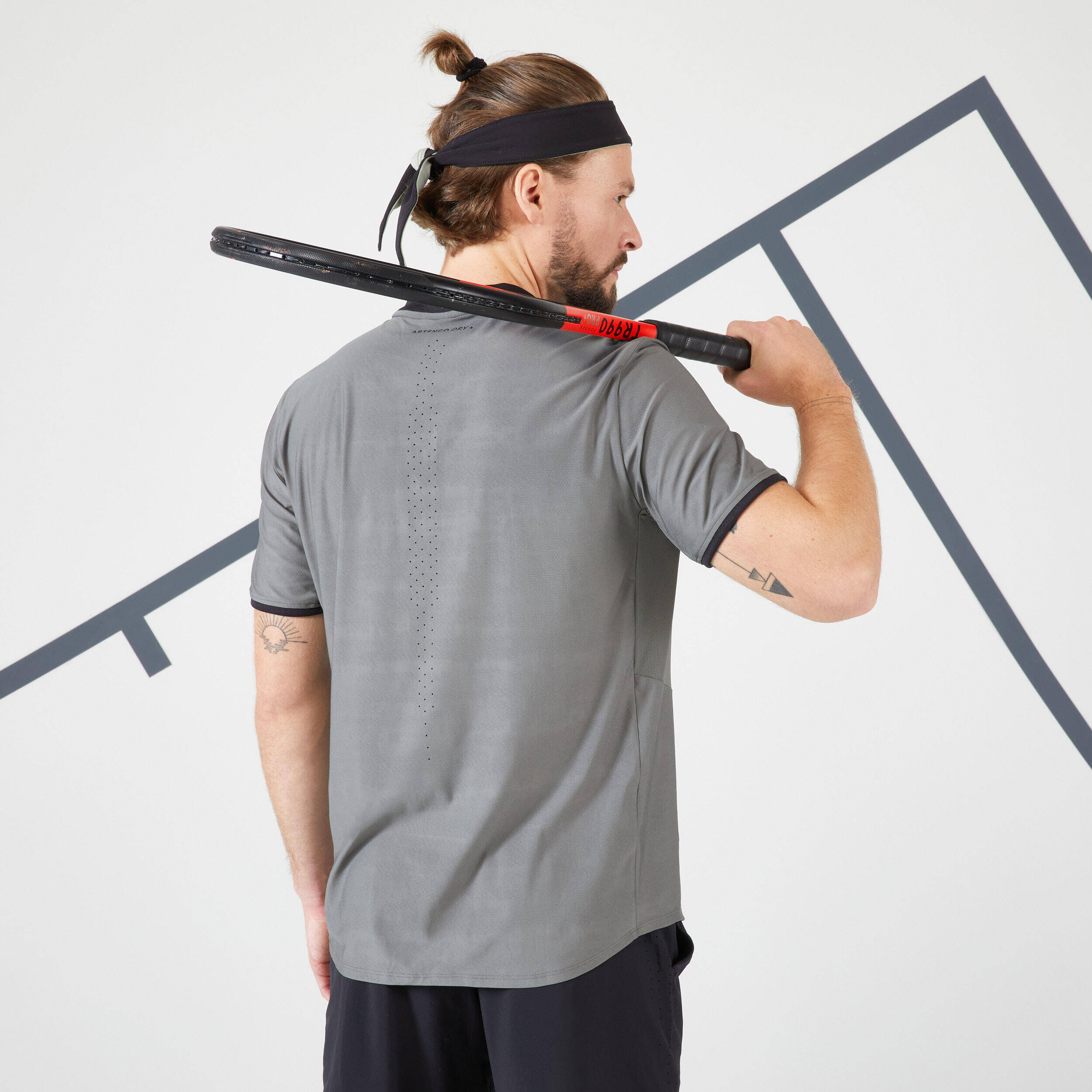 Men Tennis T-Shirt - TTS DRY+ Khaki Grey -  4