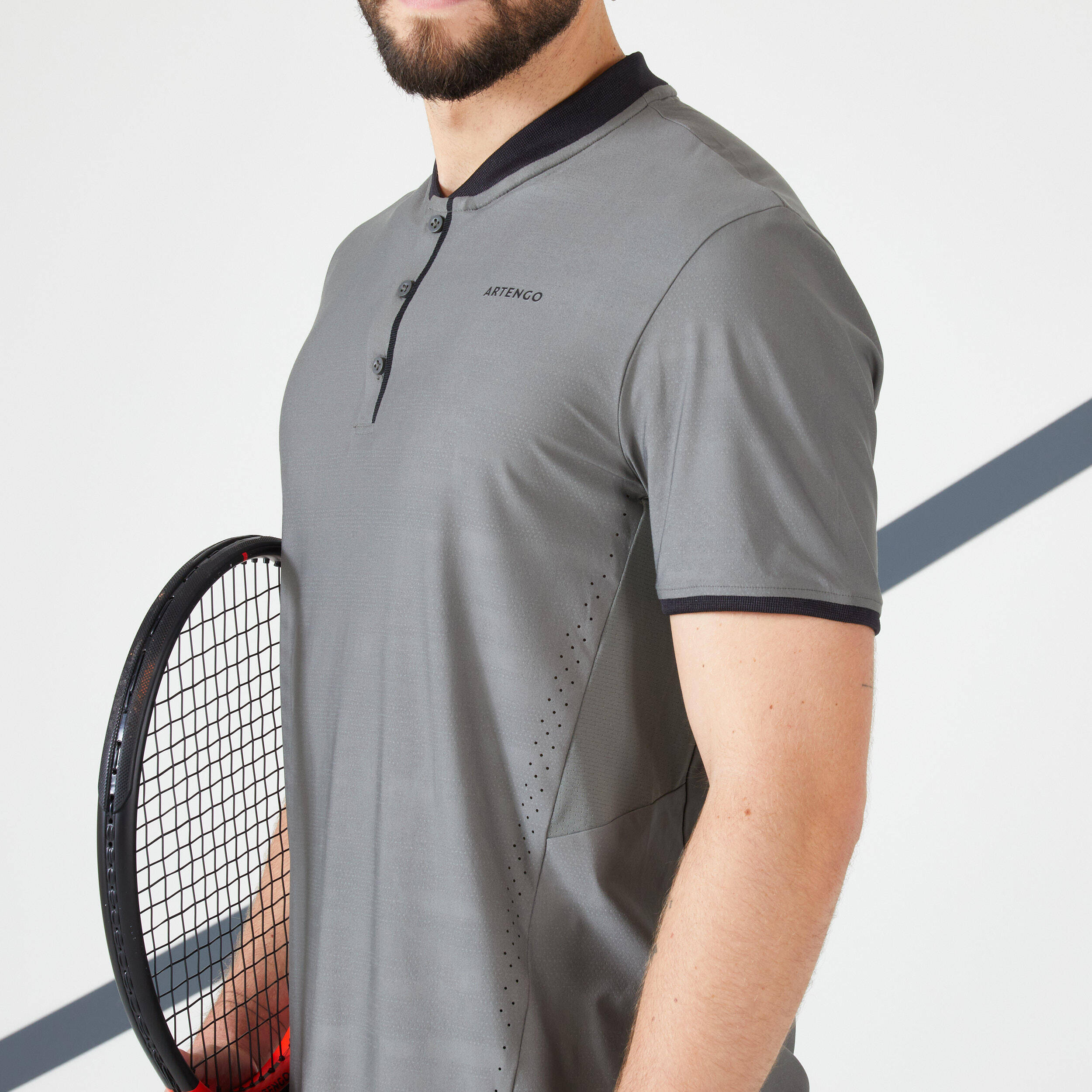 Men Tennis T-Shirt - TTS DRY+ Khaki Grey -  3
