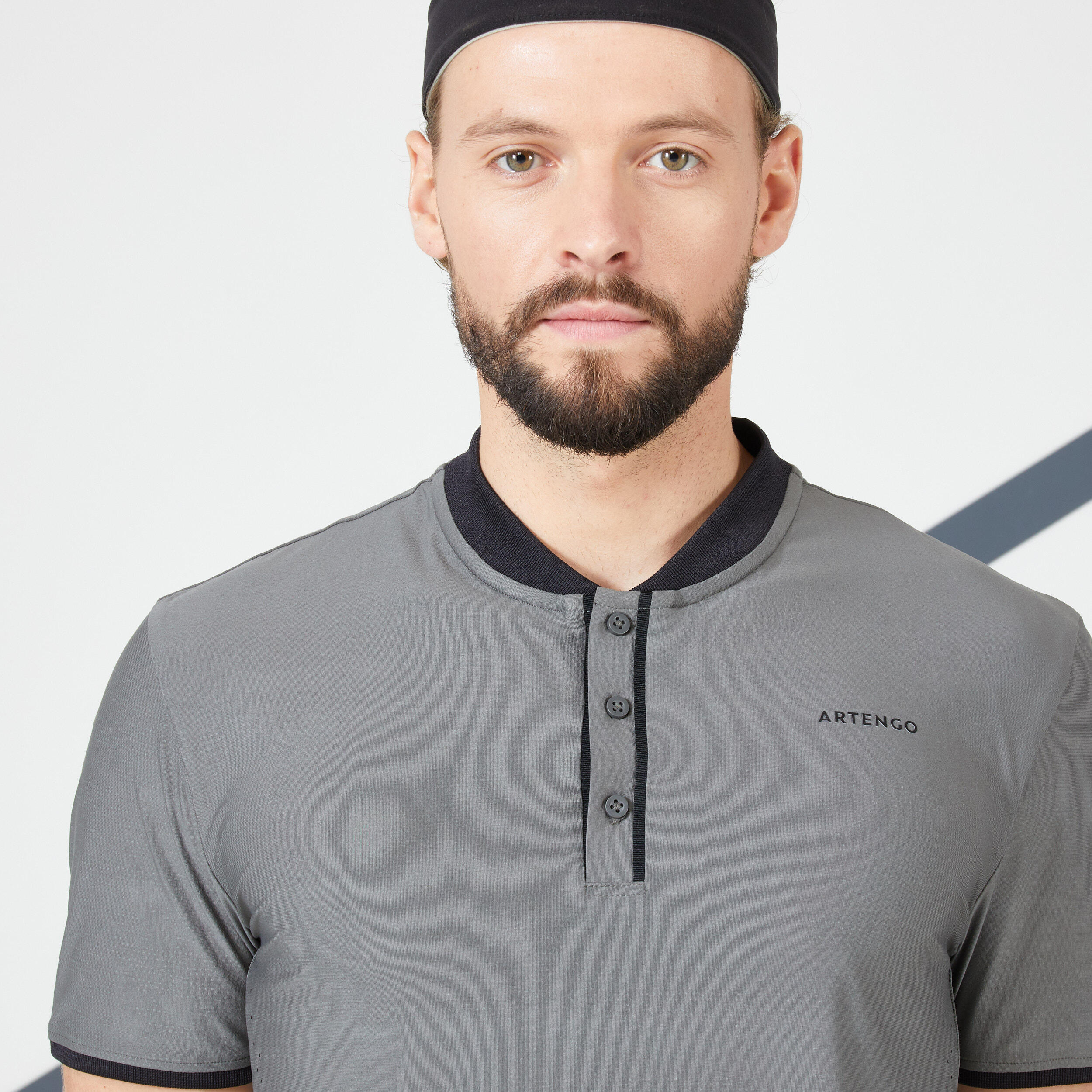 Camiseta de tenis manga corta slim con cuello hombre Artengo TTS Dry gris 4/13