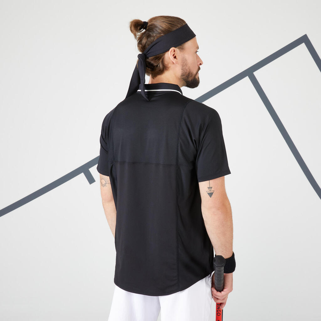 Men's Short-Sleeved Tennis Polo Shirt TPO Dry - Black