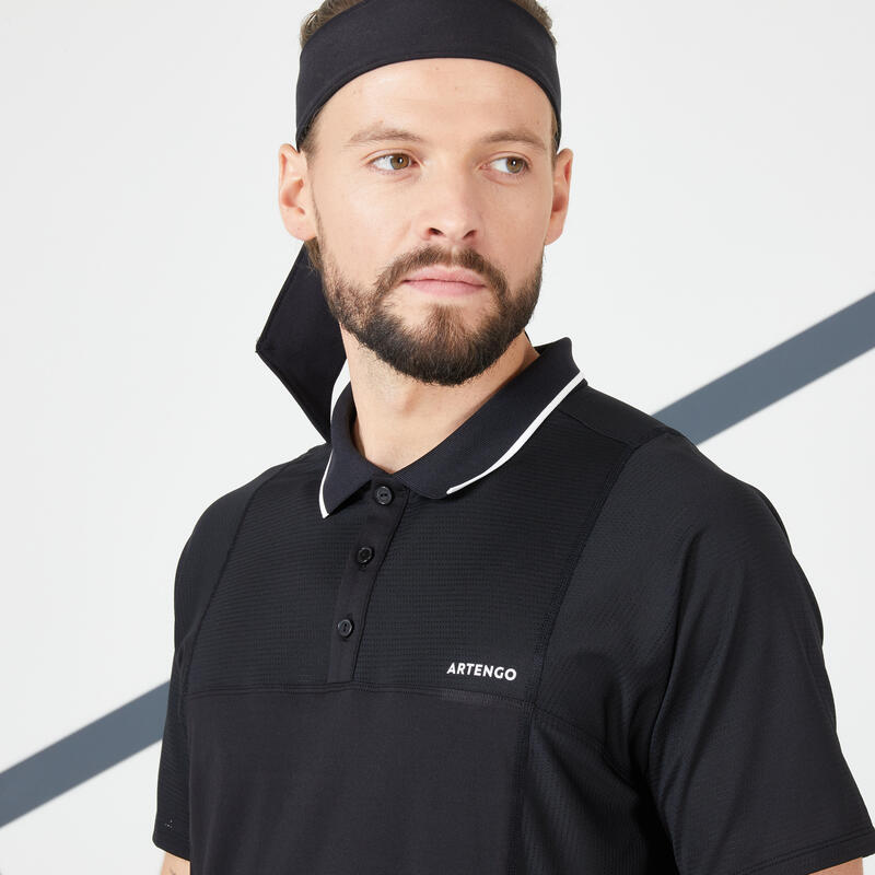 Erkek Kısa Kollu Polo Tenis Tişörtü - Siyah - DRY