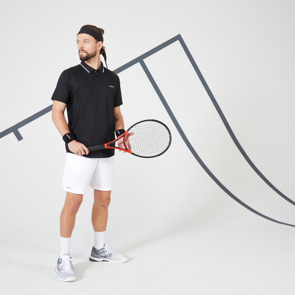 Men's Short-Sleeved Tennis Polo Shirt TPO Dry - Black