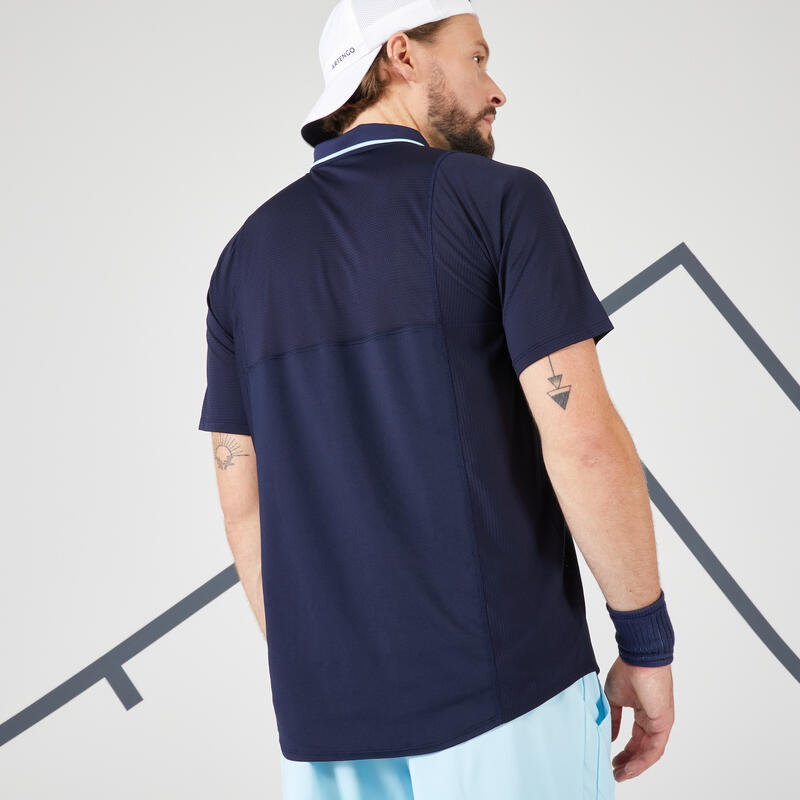 Polo tennis manches courtes Homme - Artengo DRY Marine Bleu Ciel