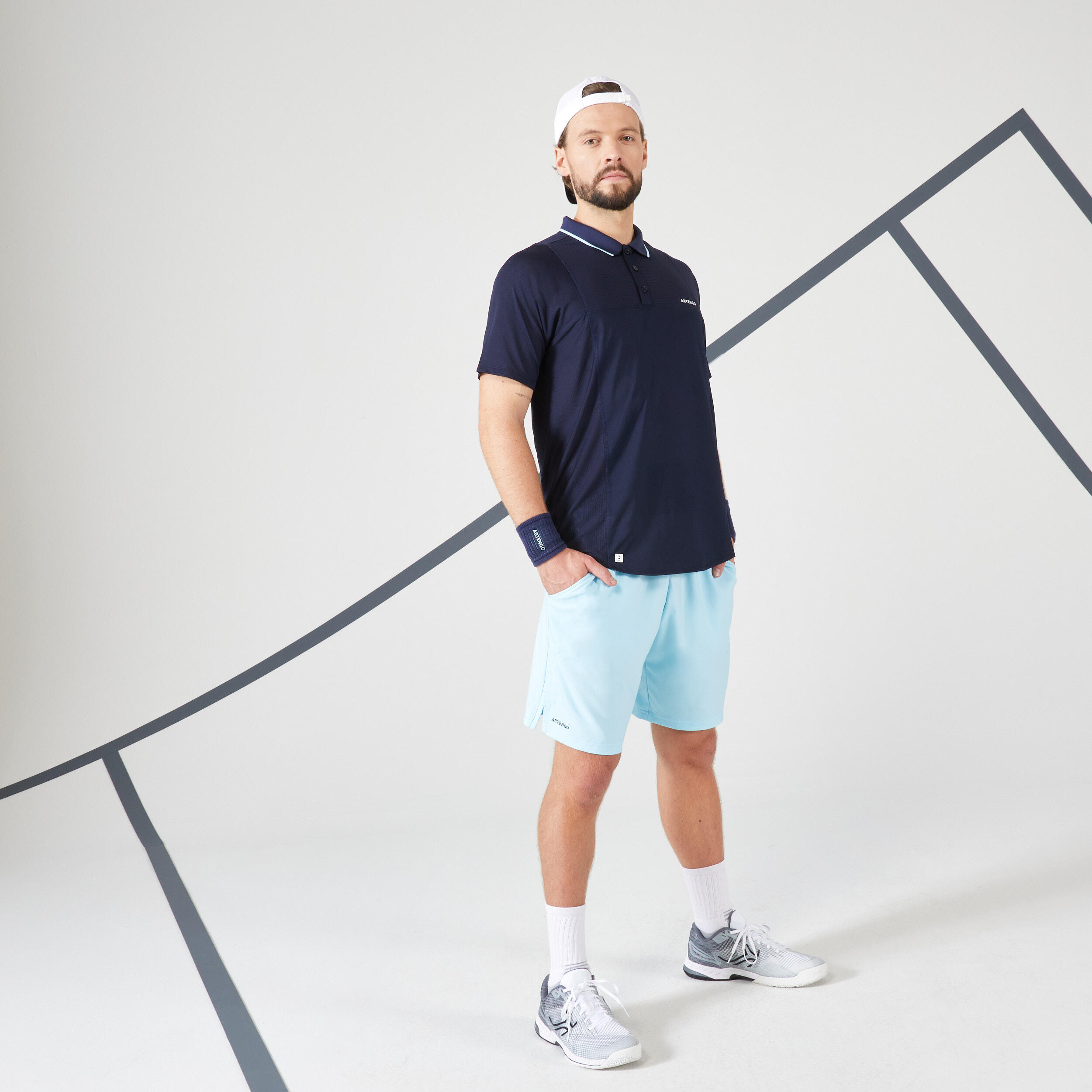 Tricou Polo Tenis Dry Bleumarin-Albastru Bărbați ARTENGO imagine 2022