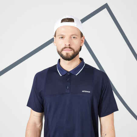 Men's Tennis Short-Sleeved Polo Shirt Dry - Navy/Sky Blue