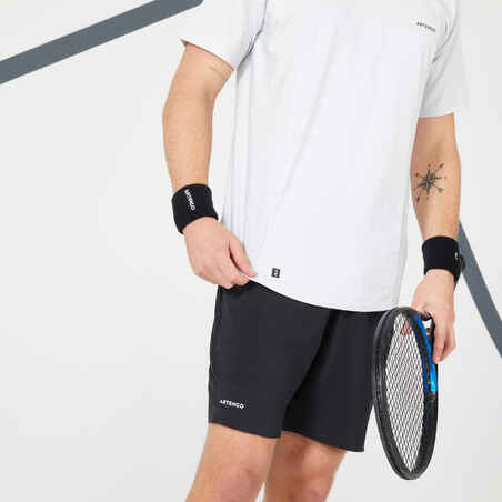 Men's Tennis Short-Sleeved T-Shirt Dry VN - Light Grey/Black
