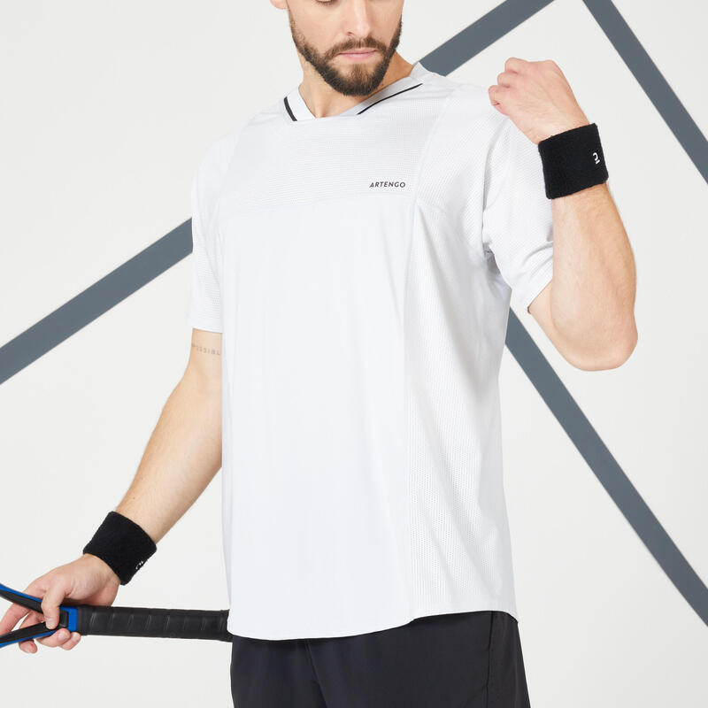 T-shirt tennis manches courtes Homme - ARTENGO DRY VN Gris clair Noir