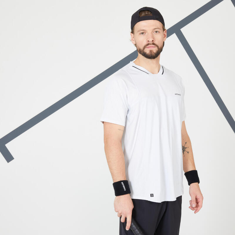 T-shirt tennis manches courtes Homme - ARTENGO DRY VN Gris clair Noir