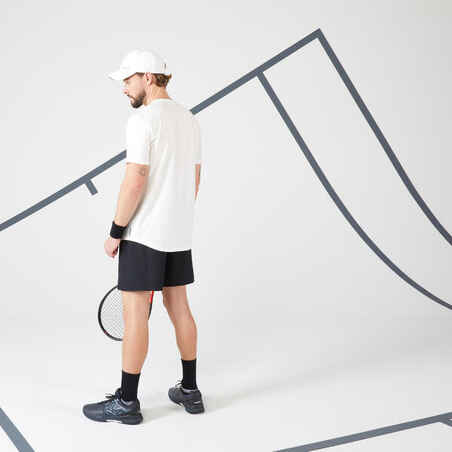 Camiseta de tenis manga corta hombre Artengo TTS Softt blanco estampado
