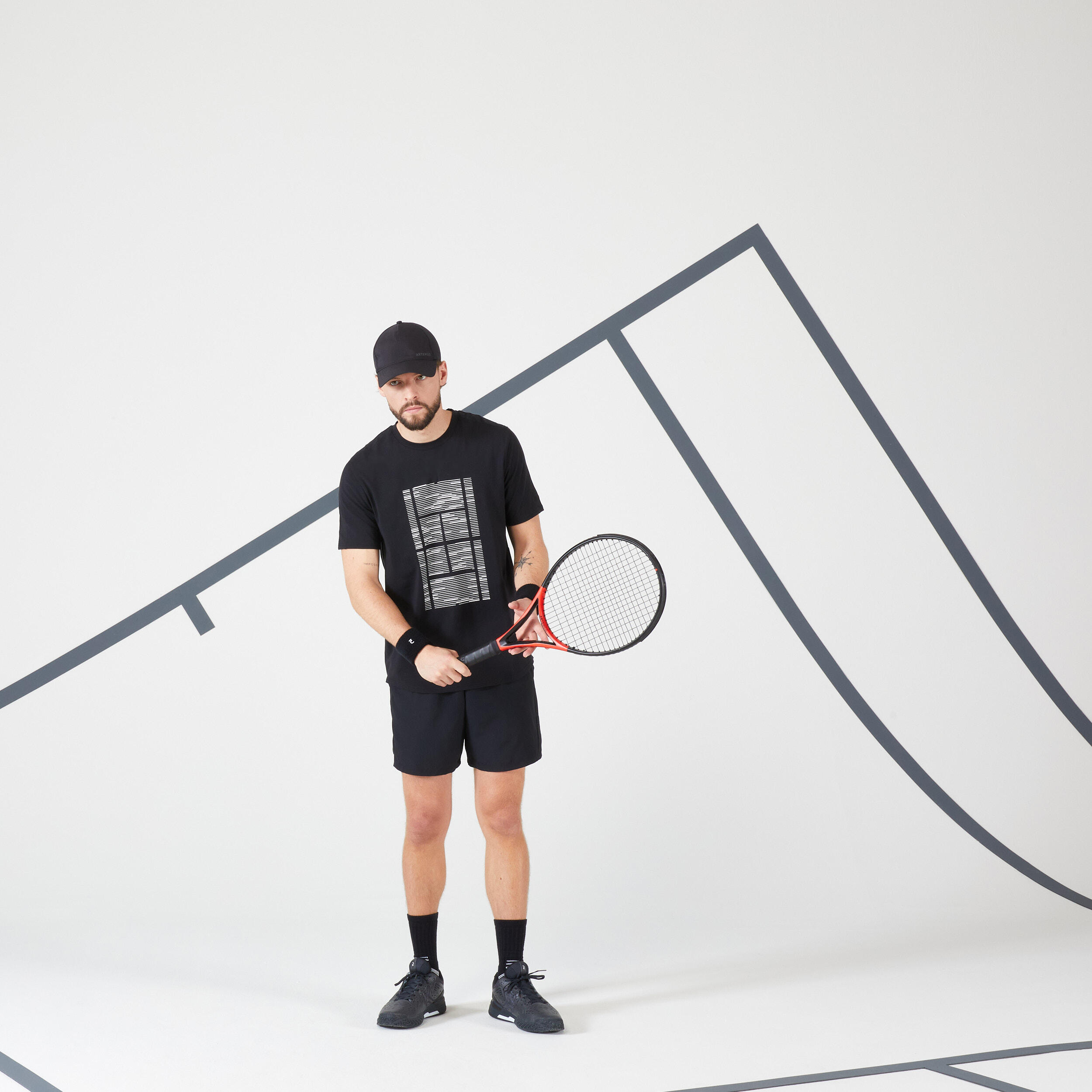 kuikma Men's Tennis T-Shirt Soft - Black-picture-13