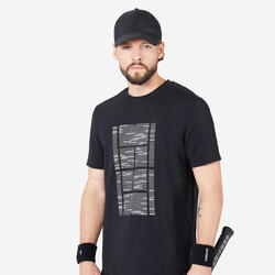 Camiseta de tenis manga corta hombre Artengo TTS Soft negro estampado