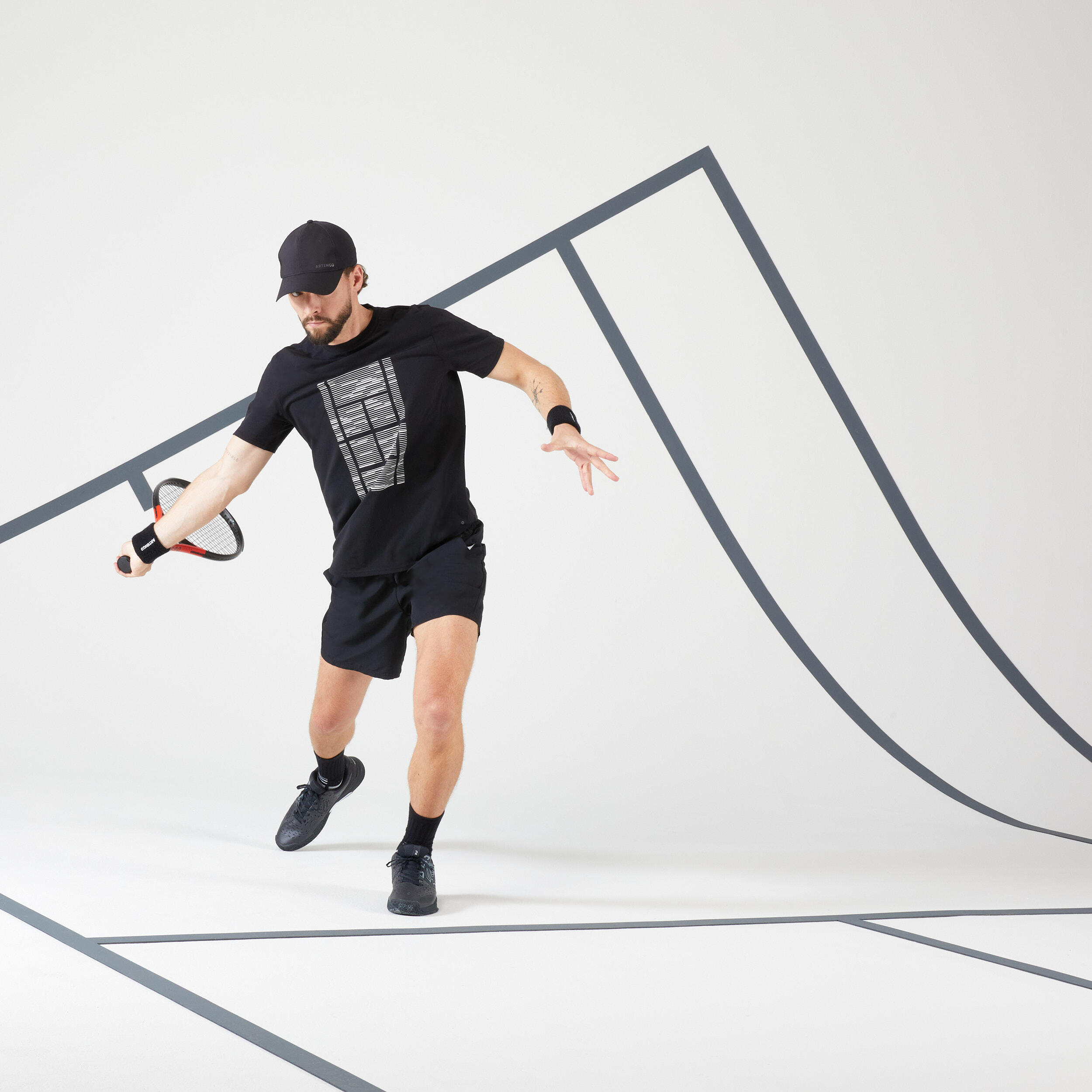 Men's Tennis T-Shirt Soft - Black 3/6