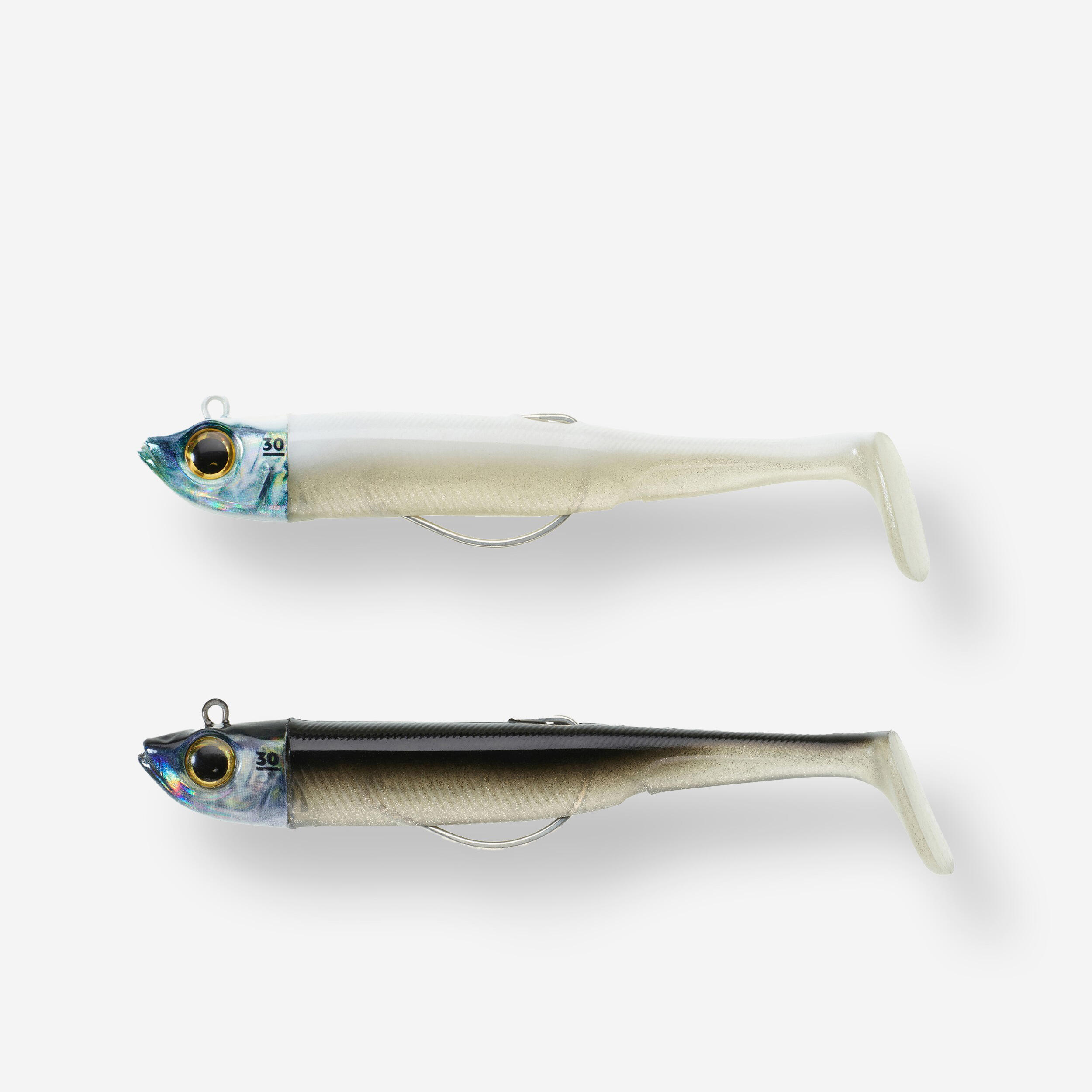 COMBO Texan shad soft lures ANCHO 120 30g black back/white back sea fishing