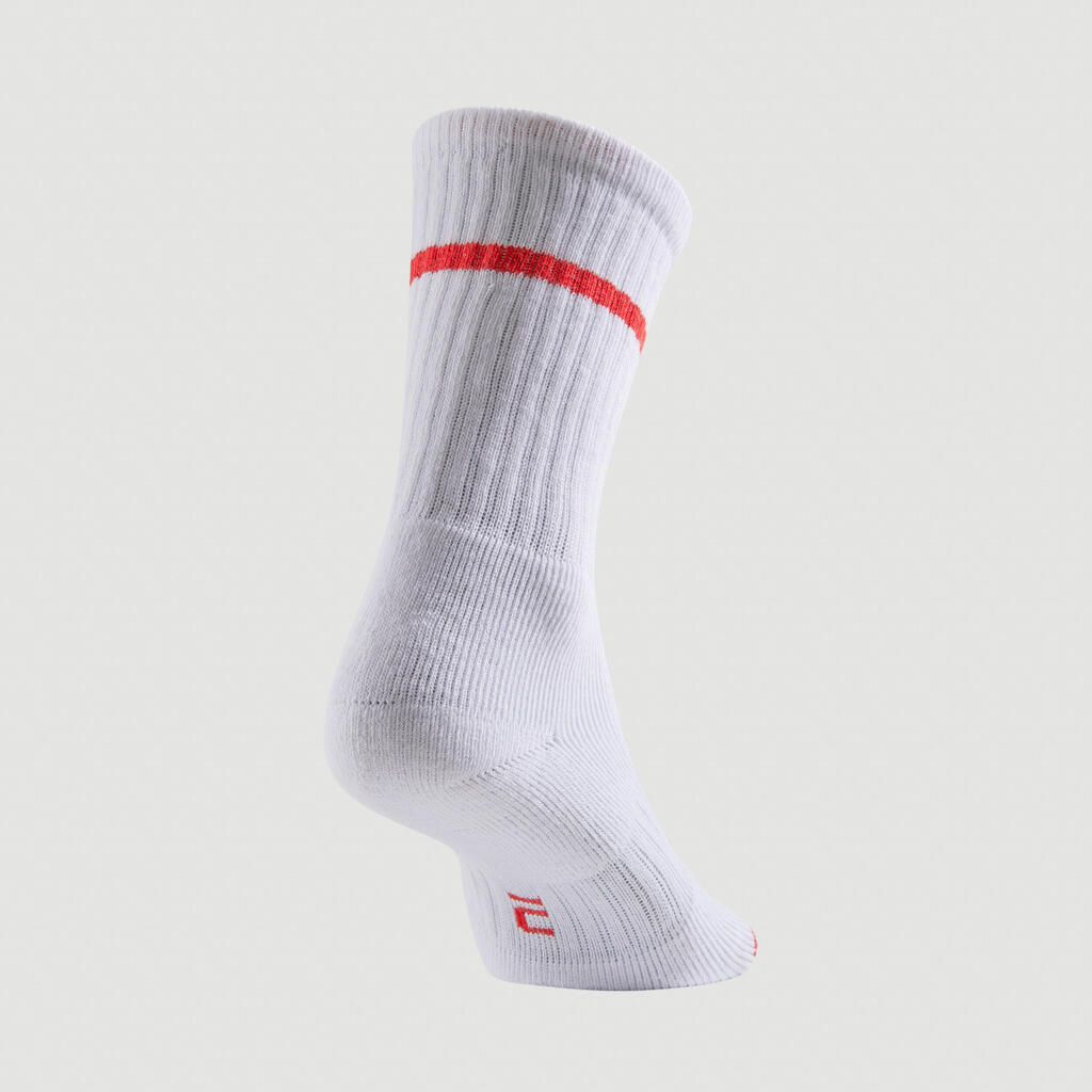 Tenisové ponožky RS 500 vysoké sivo-béžové (3 páry)