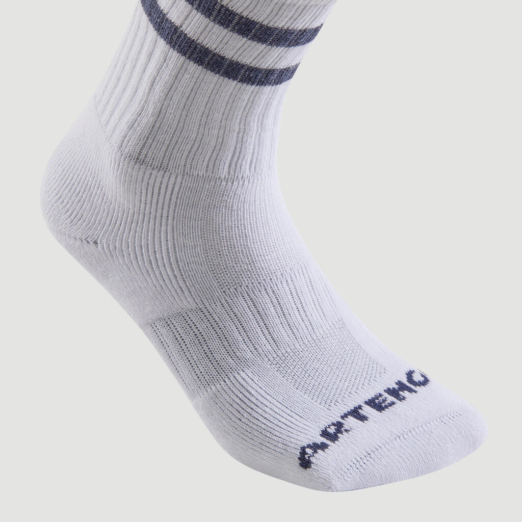 High Tennis Socks RS 500 Tri-Pack - Black/Stripes