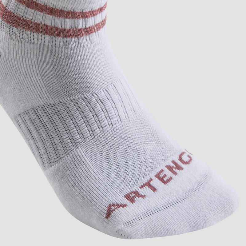 Polovysoké tenisové ponožky Artengo RS500 3 páry bílé