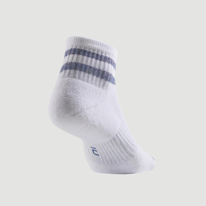 CHAUSSETTES DE TENNIS MI-HAUTES ARTENGO RS 500 BLANC BRILLANT LOT DE 3