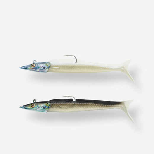 
      COMBO leurres souples shad lançon EELO 150 25g DOS NOIR / DOS BLANC
  