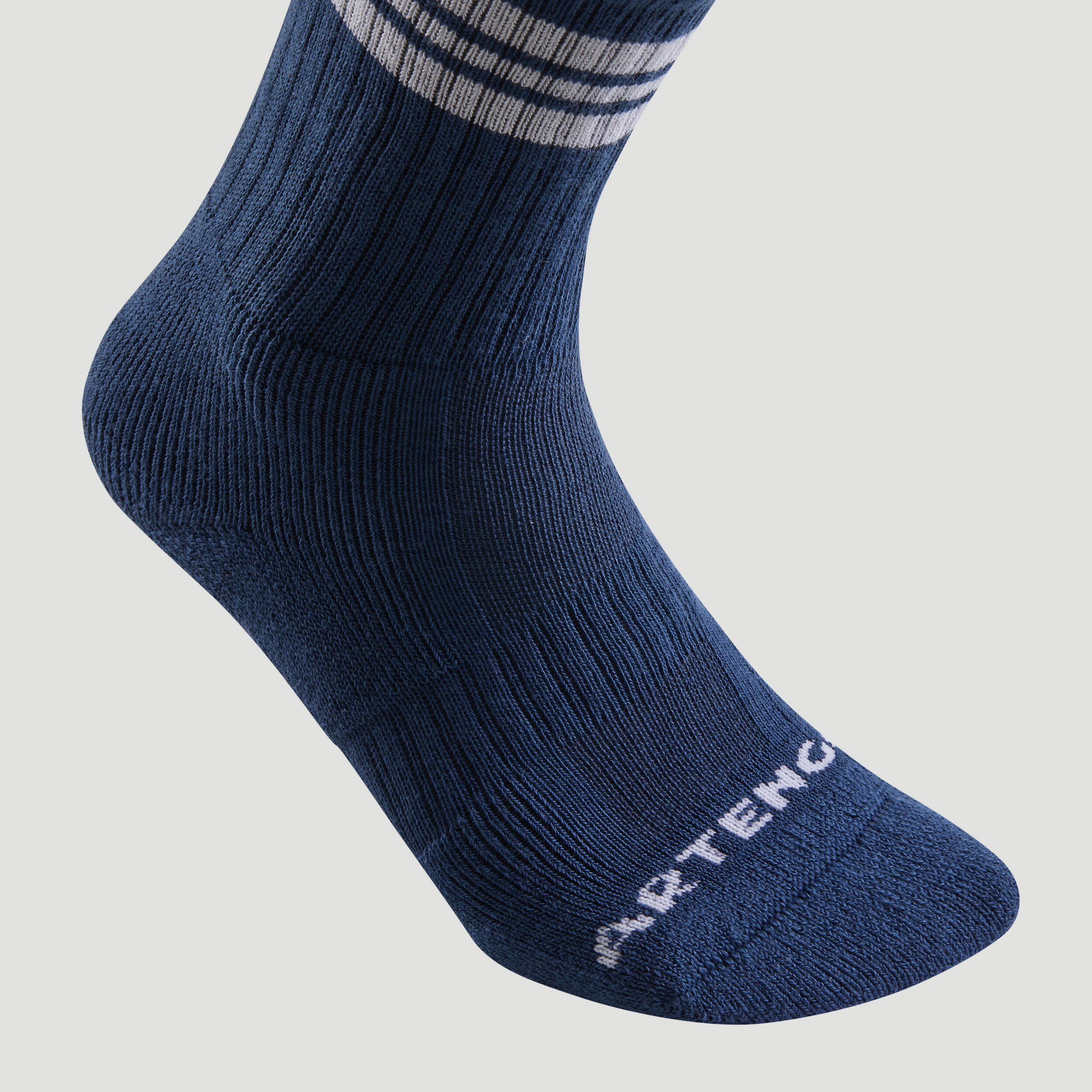 High Tennis Socks RS 500 Tri-Pack - Blue/Blue Stripes 13/13