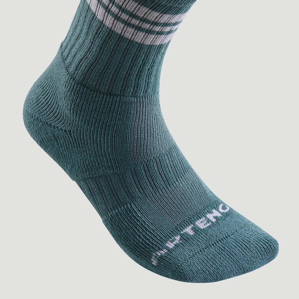 Tennissocken RS500 High 3er Pack blau/weiß/grün Decathlon
