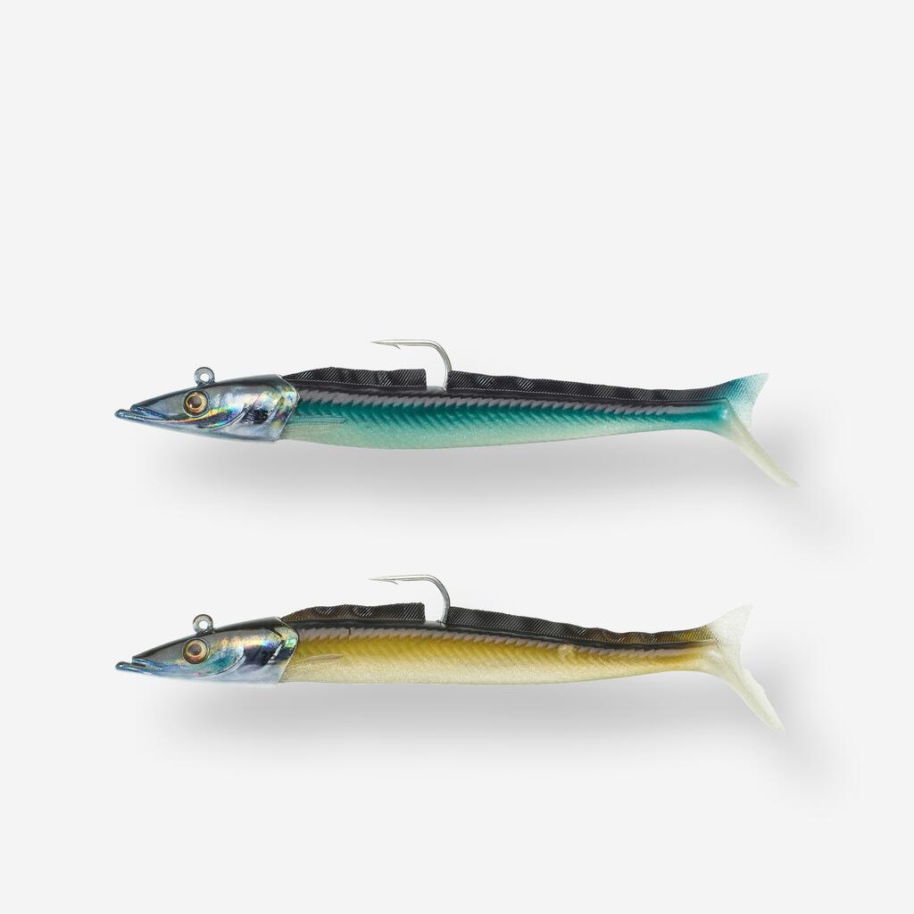 COMBO leurres souples shad lançon EELO 150 25g DOS NOIR / DOS BLANC