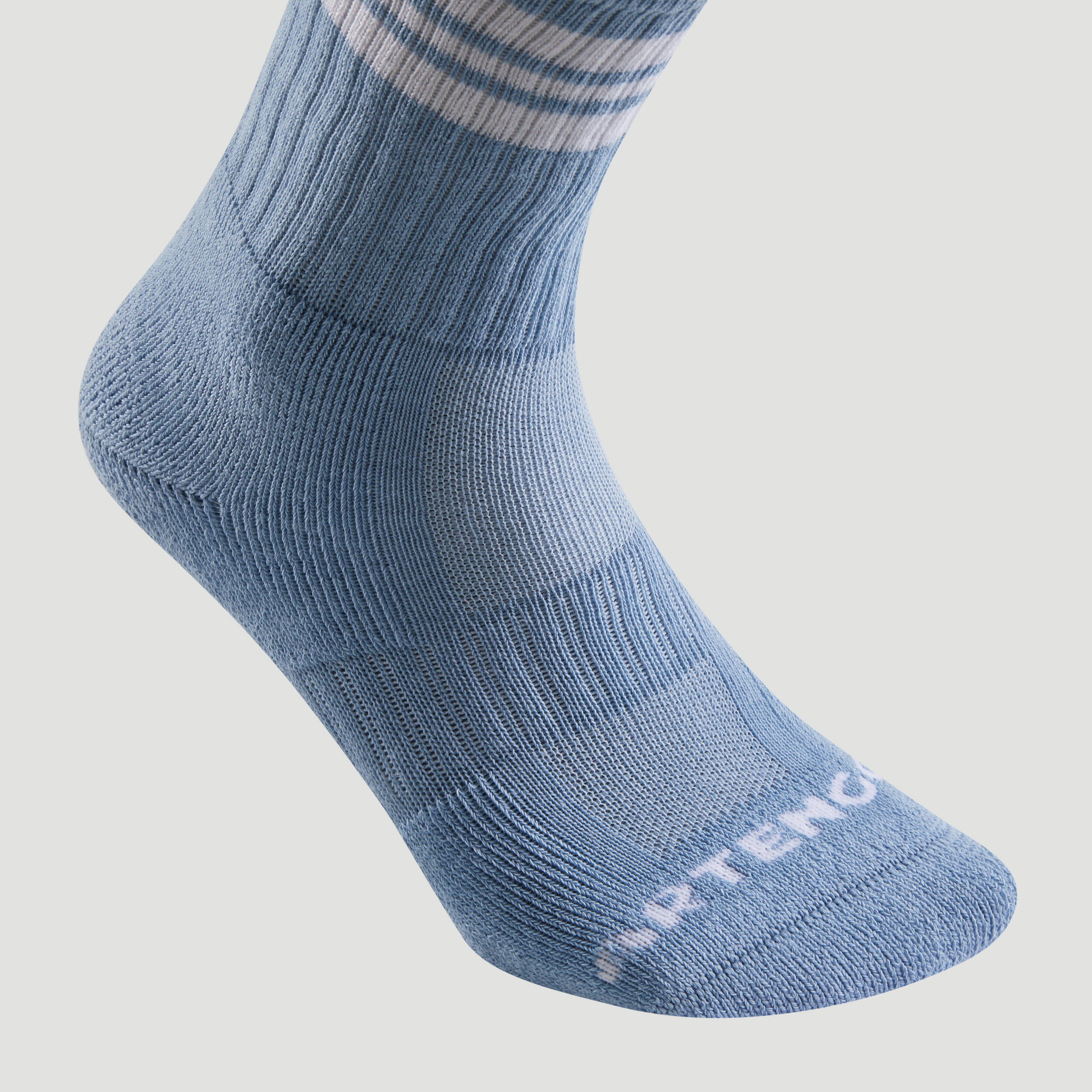 High Tennis Socks RS 500 Tri-Pack - Blue/Blue Stripes 11/13
