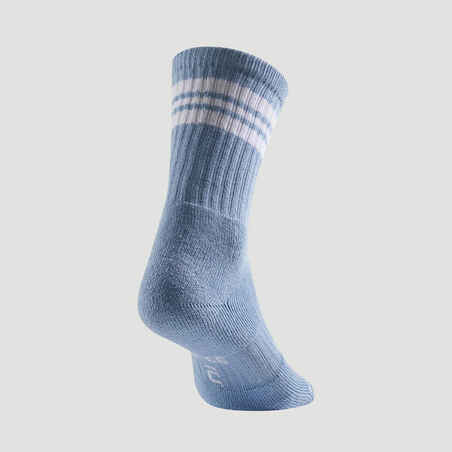 High Tennis Socks RS 500 Tri-Pack - Blue/Blue Stripes