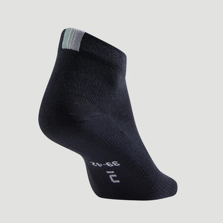 Kaki-crne čarape srednje visine za tenis RS 160 (3 para)