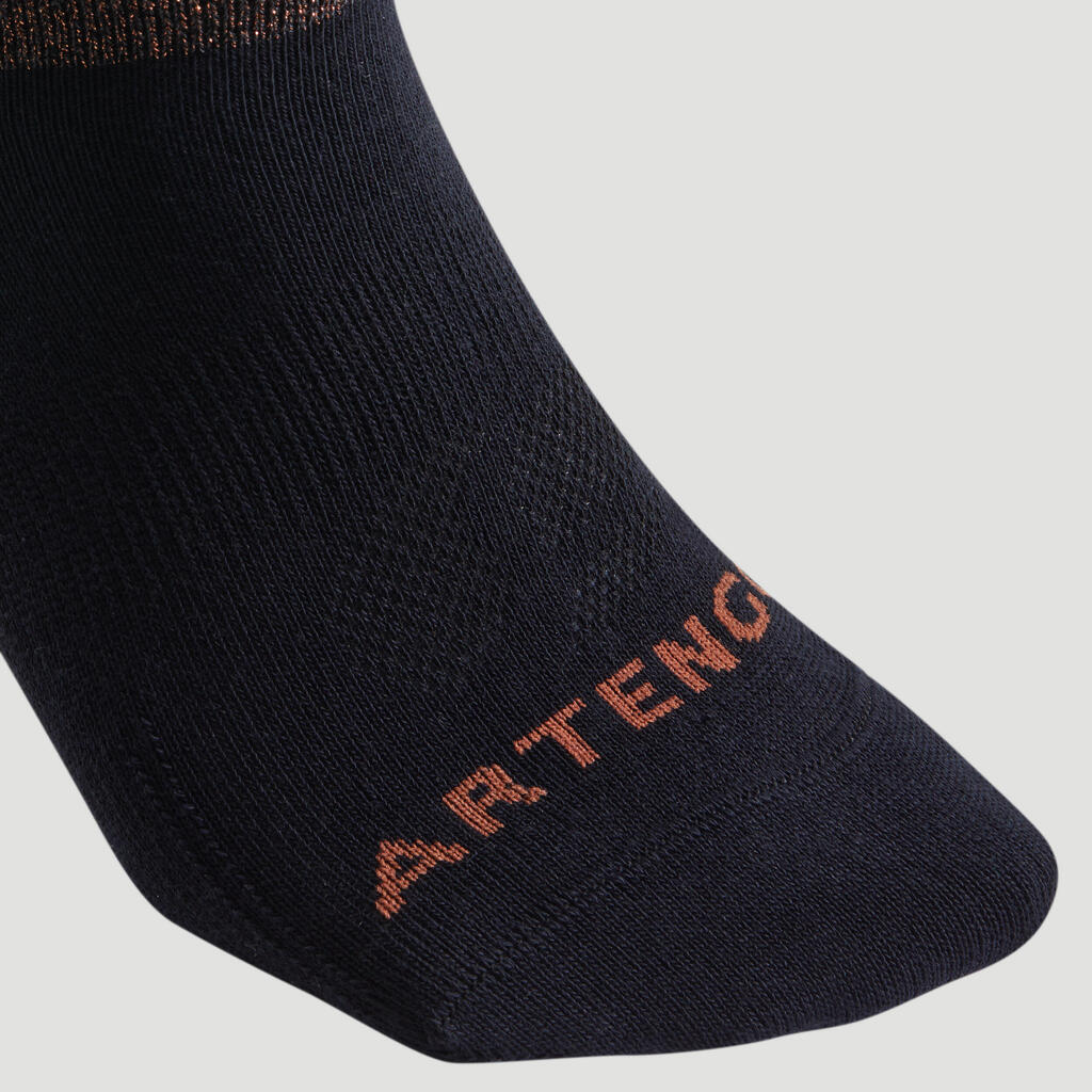 CHAUSSETTES DE SPORT BASSES ARTENGO RS 160 ABRICOT ROSE MARINE LOT DE 3