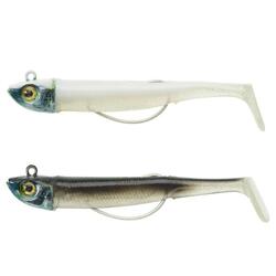 COMBO shad texan anchois ANCHO 70 6gr BLANC/DOS NOIR pêche en mer