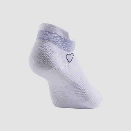 Kids' Low-Cut Sports Socks RS 160 Tri-Pack - White/Heart Logo