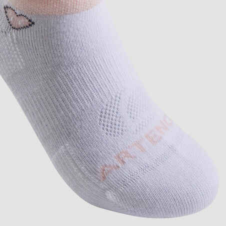 Kids' Low-Cut Sports Socks RS 160 Tri-Pack - White/Heart Logo