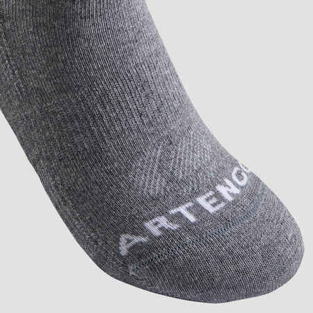 Kids' Low-Cut Tennis Socks Tri-Pack RS 160 - Black/Black/Grey