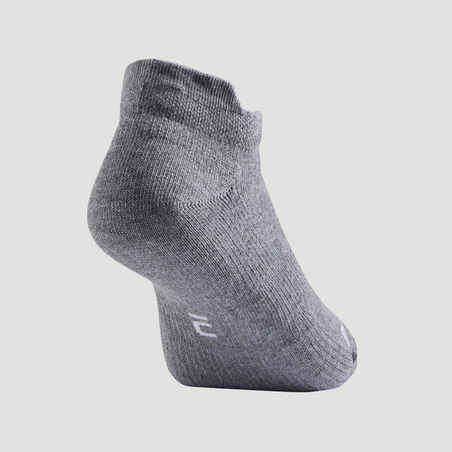 Kids' Low-Cut Tennis Socks Tri-Pack RS 160 - Black/Black/Grey