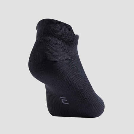 Kids' Low-Cut Tennis Socks Tri-Pack RS 160 - Black/Black/Grey