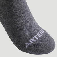 CHAUSSETTES DE SPORT ENFANT MI-HAUTES ARTENGO RS 160  NOIR GRIS LOT DE 3