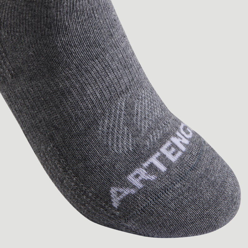 CHAUSSETTES DE SPORT ENFANT MI-HAUTES ARTENGO RS 160 NOIR GRIS LOT DE 3