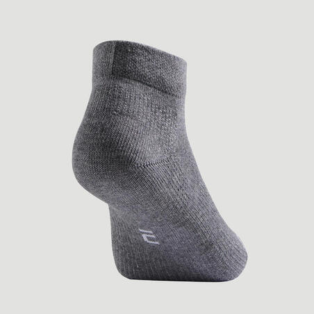 CHAUSSETTES DE SPORT ENFANT MI-HAUTES ARTENGO RS 160  NOIR GRIS LOT DE 3