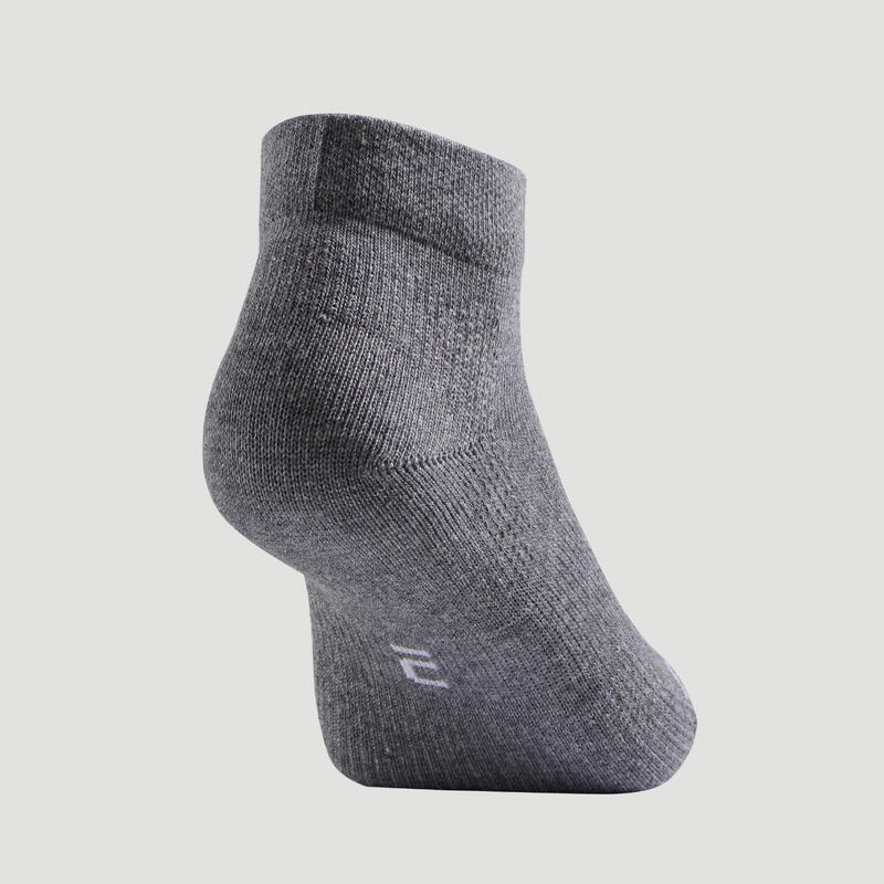 CHAUSSETTES DE SPORT ENFANT MI-HAUTES ARTENGO RS 160 NOIR GRIS LOT DE 3