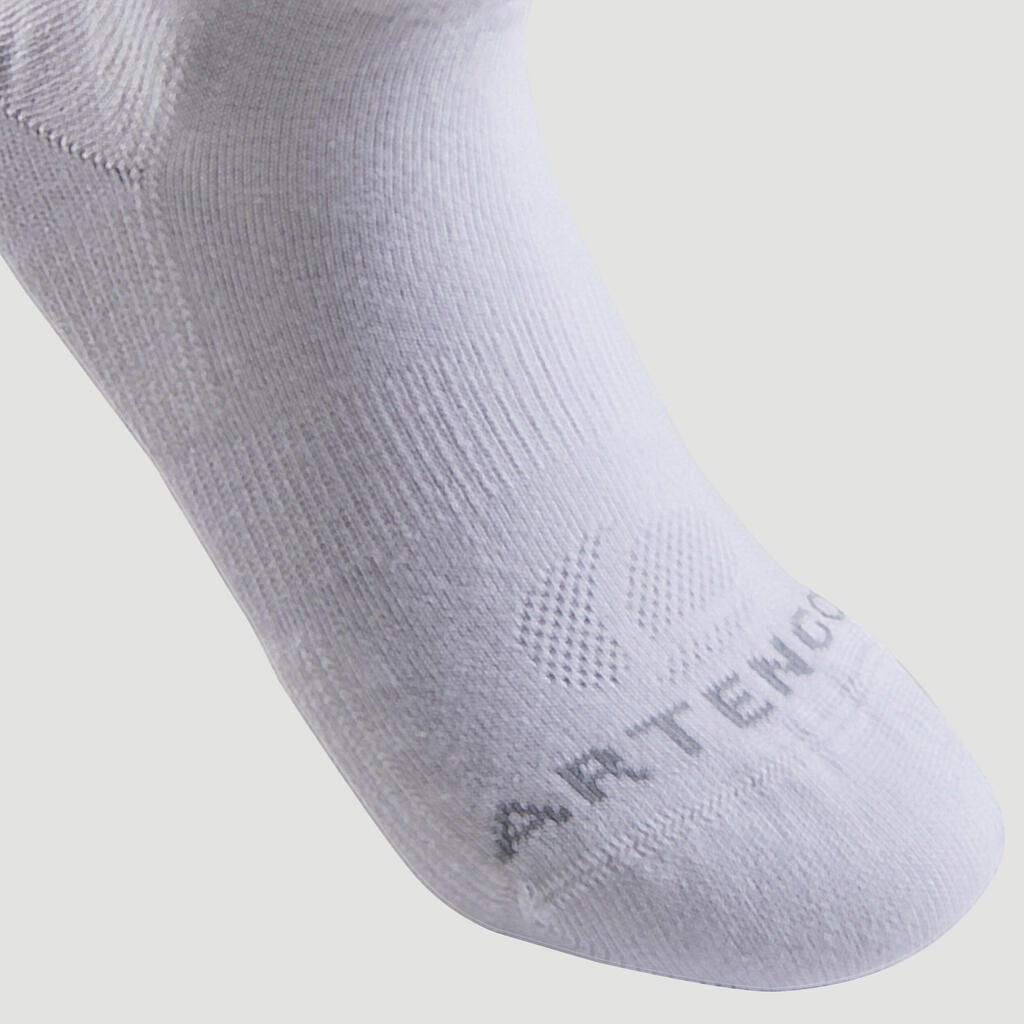 CHAUSSETTES DE SPORT ENFANT MI-HAUTES ARTENGO RS 160  NOIR GRIS LOT DE 3